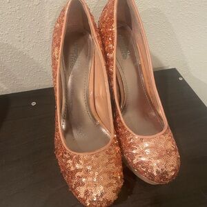 Charlotte Russe Peach Sequin Heels